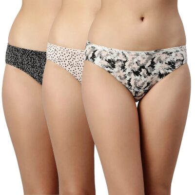 Enamor Women's Cotton Full Coverage & Low Waist Antimicrobial, Stain Release Finish Regular Graphic Bikini Style Underwear