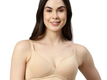Enamor Women's Cotton Lightly Wire Free Seamless T-Shirt Padded Non Wired Bra