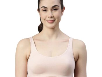 Enamor Women's Cotton Sports Bra - Low Impact, Non-Padded, Non-Wired, Full Coverage, Soft Hold Straps with Gentle Support