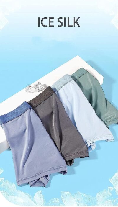 Ethika Men's Ultra-Comfort Ice Silk Lycra Underwear | Moisture-Wicking, Breathable Boxers for Men | Seamless Design | Multicolour