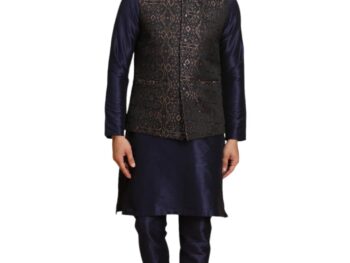 Ethluxis Men's Kurta Churidar Pyjama with Nehru Bandhgala Jacket