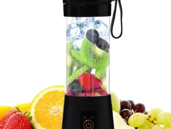 GaxQuly Electric Juicer 6 Blade Rechargable Portable USB Bottle Blender Shaker Juicer A 2000 Juicer Mixer Grinder for Smothies and Juices (Black)