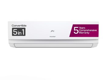 Godrej 1.5 Ton 3 Star, 5 Years Comprehensive Waranty, 5-In-1 Convertible Cooling, Inverter Split AC (Copper, Heavy-Duty Cooling at 52 Deg Celcius, AC 1.5T EI 18NINV3R32 WYE, White)