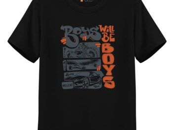 HELLCAT Black Trendy Typographic Printed Cotton Blend Half Sleeve T-shirt for Boys