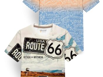 HELLCAT Trendy Front & Back Graphic Printed Cotton Blend Half Sleeve Premium Round Neck Tshirt for Boys - Pack of 2
