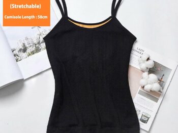 HSR Women's Thermal Underwear Tops Thicken Plus Velvet Camisole Apricot Sexy Stretchy Slim-Fit Body Shaper Vest Shirt (Free Size) (Bust Size : 66 to 90 CM) Stretchable