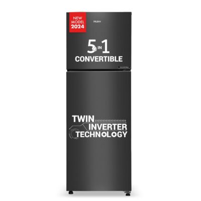 Haier 240 L, 3 Star, 5 In 1 Convertible, Twin Inverter Technology, Frost Free Double Door Refrigerator (HEF-253GB-P, GE Black)
