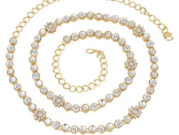 I Jewels 18K Gold Plated Traditional Ethnic Kundan And Stone Studded Adjustable Kamarband/Belly Chain/Kandora/Waist Belt For Women (B003W)
