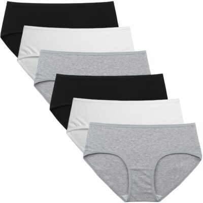 INNERSY Womens Underwear Cotton Hipster Panties Regular & Plus Size 6-Pack
