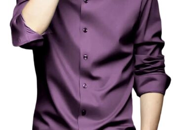 IndoPrimo Men's Stylish Solid Satin Casual Shirt for Men Full Sleeve