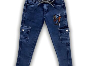 JACK & JERRY Boys Denim Cargo Joggers Slim Fit Boys Jeans 3x1 Stretchable Denim Fabric 6 Pockets Cargo Jeans