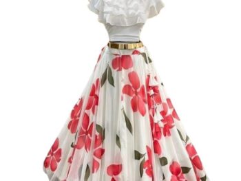 JULEE Women's Georgette Printed Lehenga Choli Flower LH