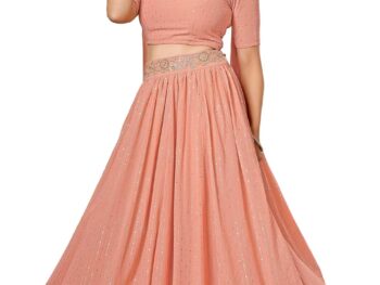 Janasya Women's Georgette Gathered Readymade Lehenga Choli Set