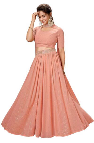 Janasya Women's Georgette Gathered Readymade Lehenga Choli Set