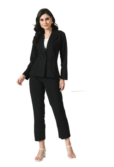 Jangid Fashion Women Solid Blazer Pant Set- Women's Casual Office Business 3-Piece Solid Suit, Single-Breastered Blazer Camisole and Pant Set.
