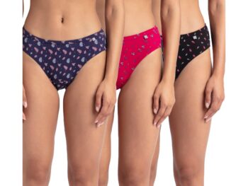 Jockey 1410 Women's Medium Coverage Super Combed Cotton Mid Waist Bikini with Concealed Waistband (Pack of 3_Colors & Prints May Vary)