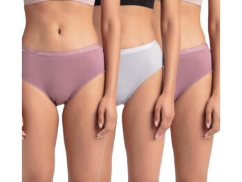 Jockey 1523 Women's High Coverage Super Combed Cotton Mid Waist Hipster with Ultrasoft Exposed Waistband and StayFresh Treatment (Pack of 3_Colors & Prints May Vary)