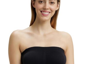Jockey 1545 Women's Wirefree Padded Micro Touch Nylon Elastane Stretch Full Coverage Bandeau Bra with Removeable Pads and Detachable Transparent Straps