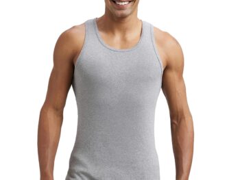 Jockey FP04 Men's Super Combed Cotton Rib Round Neck Sleeveless Vest with Extended Length for Easy Tuck