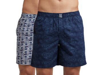 Jockey US57 Men's Super Combed Mercerized Cotton Woven Printed Boxer Shorts with Side Pocket (Pack of 2)