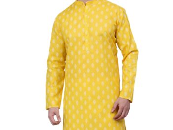 Jompers Men's Cotton Floral Printed Kurta.
