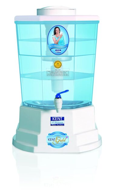 KENT Gold Plus Gravity Water Purifier (11015) | UF Technology Based | Non-Electric & Chemical Free | Counter Top | 20L Storage | White