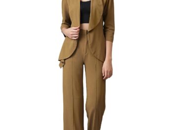 KOTTY Women's Solid Relaxed Fit 3/4 Sleeve Co-ord Blazer and Trouser Set.