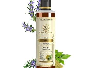 Khadi Natural Rosemary & Henna Hair Oil, Natural Oil For Thick & Voluminous Hair Oil For Controlling Hair Fall & Premature Greying, Paraben & Mineral Oil Free, Suitable For All Hair Types, 210ml