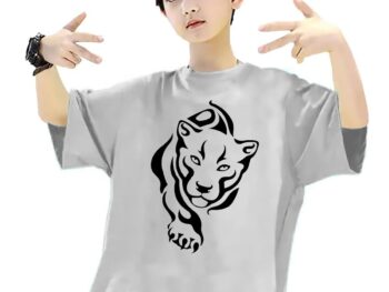 Kids Over Sized Printed T-Shirts for Boys and Girls, Tiger Print, Pure Cotton Fabric. Round Neck, Short Sleeve.