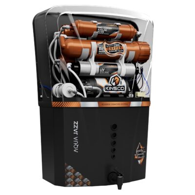 Kinsco Aqua Jazz ISI Copper Alkaline RO Water Purifier | RO + UV + UF + TDS + Copper Technology | Auto Start/Stop | 15L Tank Capacity | Black
