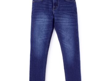 Knit N Knot Boy's Solid Cotton Stretchable Slim Fit Jeans | Casual Mid Rise Faded Denim Pant for Kids | Indigo Blue