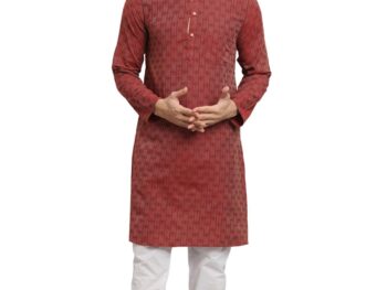LATEST CHIKAN Men's Cotton Regular Striped Knee Lenght Kurta Full Sleeves