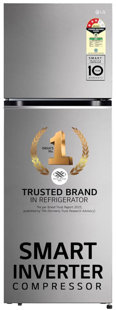 LG 322 L 3 Star Frost-Free Smart Inverter Double Door Refrigerator (GL-S342SDSX, Dazzle Steel, Convertible with Express Freeze)