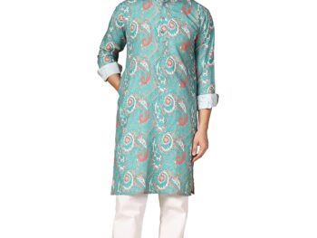 Leriya Fashion Men's Kurta | Rayon Printed Kurta for Men | Chinese Collar Long Sleeves | Straight Knee Length Kurtas | for Festival | Function | Occasion Wear Fancy Kurta for Boys