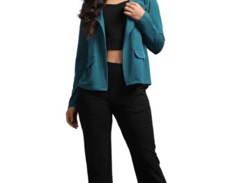 Leriya Fashion Women's Solid Relaxed Fit Full Sleeve Co-ord Blazer and Trouser Set