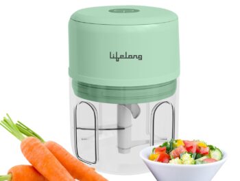 Lifelong USB Rechargeable Wireless Electric Chopper for Kitchen 30 Watts with Stainless Steel Blades for Onion, Garlic, Vegetables, Nuts - 250 ml (Green)