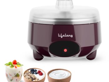 Lifelong Yogurt & Curd Maker for Home | Automatic Curd Maker with Auto Temperature Regulation | Electric Probiotic Yogurt Maker Machine for Kitchen (1 Litre) | 304 Stainless Steel Container (LLECM18)