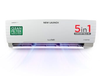 Lloyd 1.5 Ton 5 Star Inverter Split AC (5 in 1 Convertible, Anti Corrosion Coating, Copper, PM 2.5 Filter, 2024 Model, White with Chrome Deco Strip, GLS18I5FWBEW)