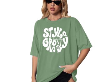 London Hills Women's Casual Printed Round Neck, Oversized Longline Drop Shoulder Boho Style T-Shirt