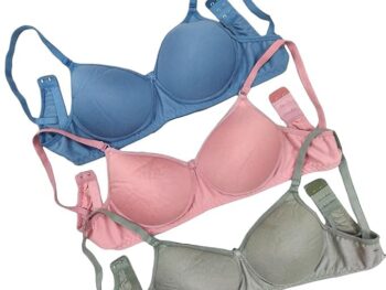 Luvreena Combo Pack of 3 Women's Cotton Blend Lightly-Padded Wirefree Full Coverage T-Shirt Bras