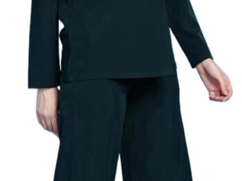 MARCPOLO Women's Sctrachable Cotton Full Sleeves Solid Two Piece Regular Formal Jacket with Pant Co-ord Set for Girls