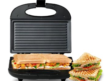 MILTON Express 800 Watt Grill Sandwich Maker | Electric Toaster Griller Sandwich Maker | Non Stick Coating Grill Plates | Power Indicators | 1 Year Warranty | Black