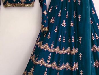 MR CREATION Women's Georgette Embroidered Semi Stitched Lehenga Choli (1002)