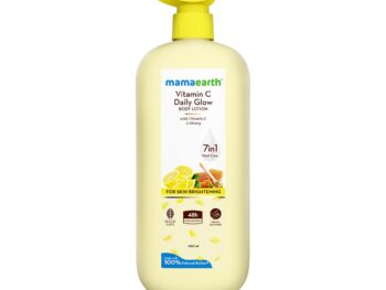 Mamaearth Vitamin C Daily Glow Body Lotion For Skin Brightening with Vitamin C & Honey 400ml | Nourishes Dry Skin | 48 H Moisturization | 100% Natural Butter | Non-Greasy Smooth Skin | All Skin Types