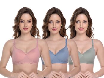 MiEstilo Women's Cotton Blend Lightly Padded Wirefree T-Shirt Bra Combo