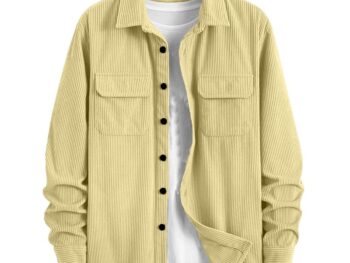 MiraMichi Men's Full Sleeve Corduroy Striped Casual Jacket, Ideal for Everyday Stylish Outfits