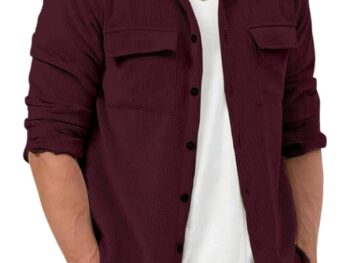 MiraMichi Men's Full Sleeve Corduroy Striped Casual Jacket, Perfect for Western Wear and Stylish Outfits