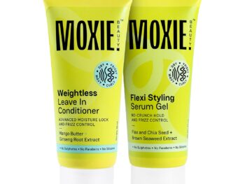 Moxie Beauty Wavy Vibe Setter Travel Duo | Enhances Wavy Hair & 94% Moisture Retention | For Wavy & Curly Hair | Tackles Frizzy & Dry hair | Weightless Leave-In Conditioner (50ml) & Flexi Styling Serum Gel (50ml)