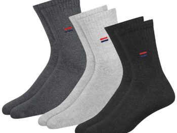 NAVYSPORT Men's Crew Length Cushion Cotton Socks (Pack of 3) (SF-M-1_Multicolour) Free Size