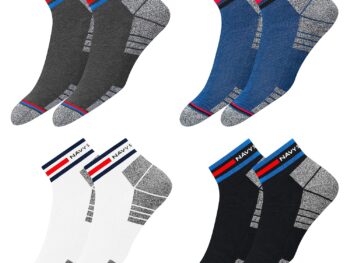 NAVYSPORT Originals Unisex Casual Cushion Cotton Ankle Socks, Assorted Combo, Pack of 4, Free Size